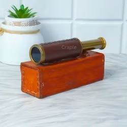 9" Leather-Wrapped Pocket Telescope | 3-Pipe Extendable, Achromatic Lens | Nautical Decor & Gift with Case - Image 5