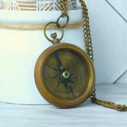 Open Face Pocket Compass | Handcrafted Precision, Needle Stop Screw, Chain Included | Vintage Explorer's Tool - Image 3