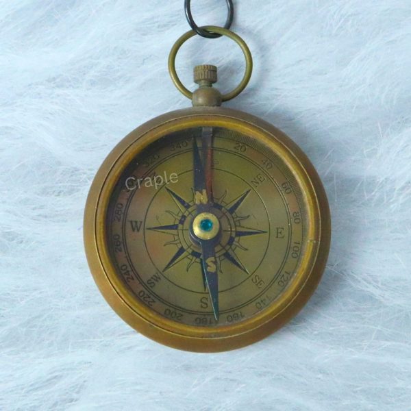 Open Face Pocket Compass | Handcrafted Precision, Needle Stop Screw, Chain Included | Vintage Explorer's Tool - Image 4