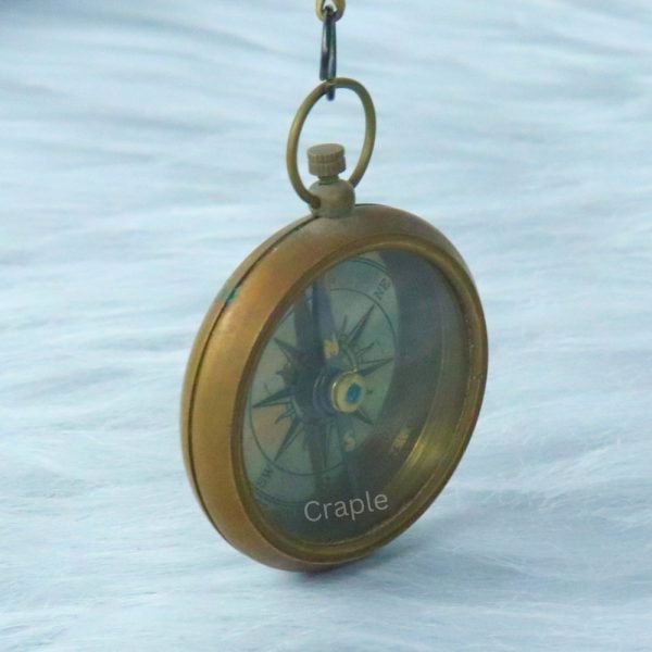 Open Face Pocket Compass | Handcrafted Precision, Needle Stop Screw, Chain Included | Vintage Explorer's Tool - Image 5