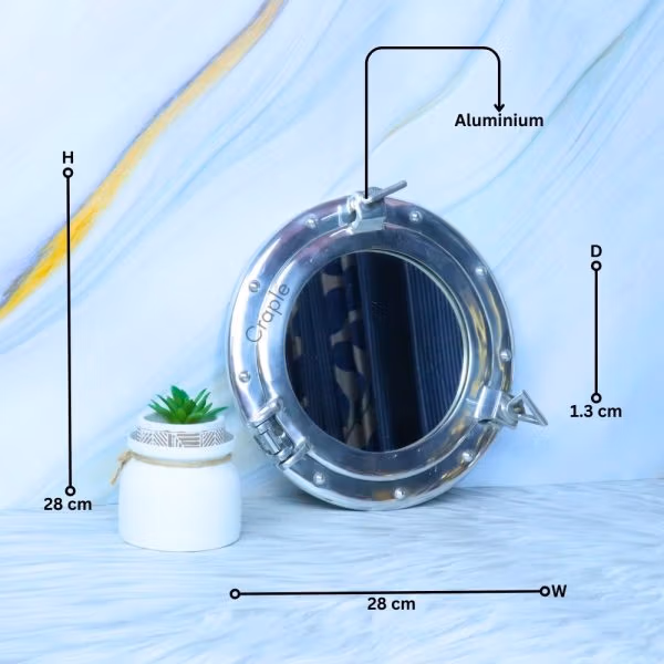 Brass Porthole Window Wall Mirror 11", Best for Living Room Decor & Gifting - Image 4
