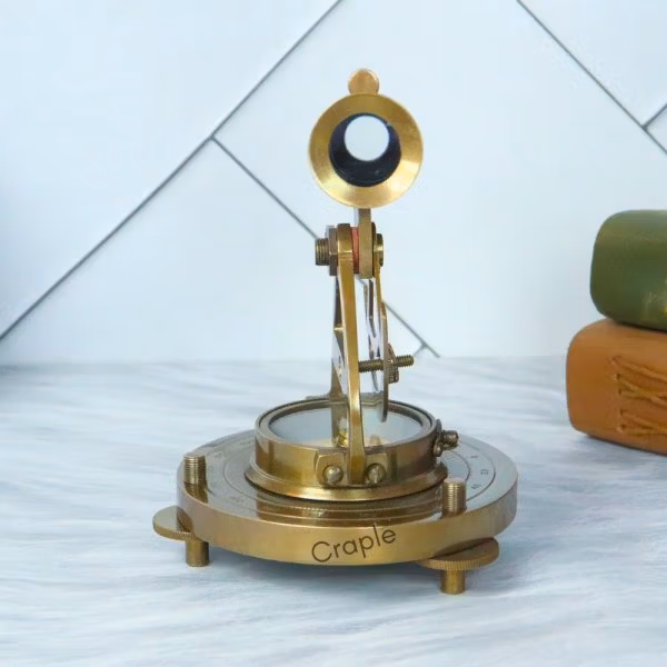Alidade Telescope with Compass Nautical Antique Brass Leather Grip Desk Decorative Gift Item - Image 6