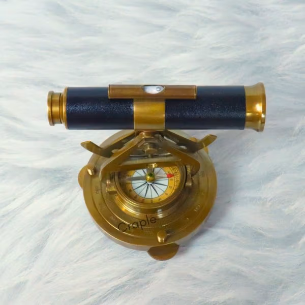 Alidade Telescope with Compass Nautical Antique Brass Leather Grip Desk Decorative Gift Item - Image 5