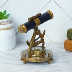Alidade Telescope with Compass Nautical Antique Brass Leather Grip Desk Decorative Gift Item - Image 3