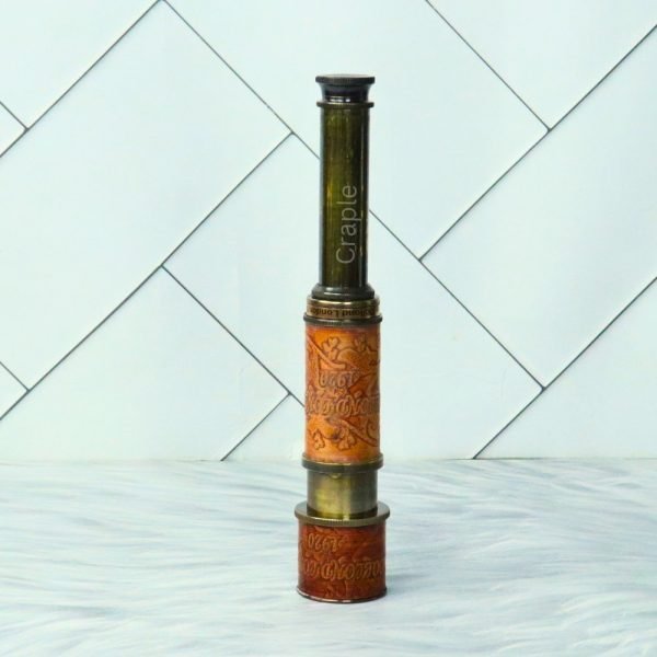 Embossed Leather Dollond London Telescope | Black Antique Brass, 4-Pipe Extendable | Nautical Collectible Gift - Image 4