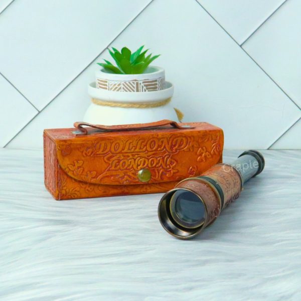 Embossed Leather Dollond London Telescope | Black Antique Brass, 4-Pipe Extendable | Nautical Collectible Gift - Image 3