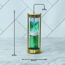 Floating 1-Min White Sand Timer | Shiny Brass, Green Liquid Hourglass | Mesmerizing Desk Decor & Unique Gift - Image 5