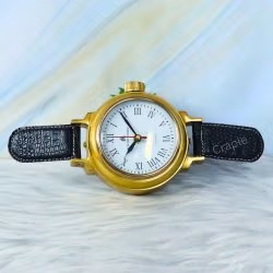 Wristwatch Style Shiny Brass Desk Clock | 49 Bond Street London, Roman Numerals | Novelty Tabletop Decor & Gift - Image 2