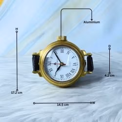 Wristwatch Style Shiny Brass Desk Clock | 49 Bond Street London, Roman Numerals | Novelty Tabletop Decor & Gift - Image 7