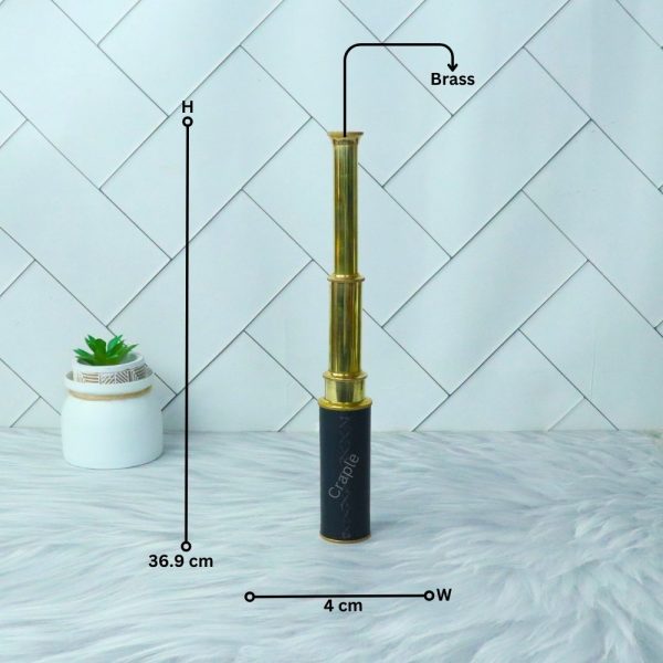 Nautical Vintage Marine Handcrafted Black Leather Wrapped Gold Finish Telescope - Image 5