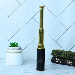 Nautical Vintage Marine Handcrafted Black Leather Wrapped Gold Finish Telescope - Image 4