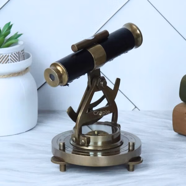 Handmade Antique Brass Telescope with Functional Compass & Level | Nautical Decor & Gift - Image 8