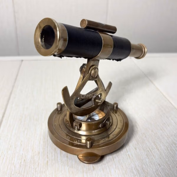 Handmade Antique Brass Telescope with Functional Compass & Level | Nautical Decor & Gift - Image 3