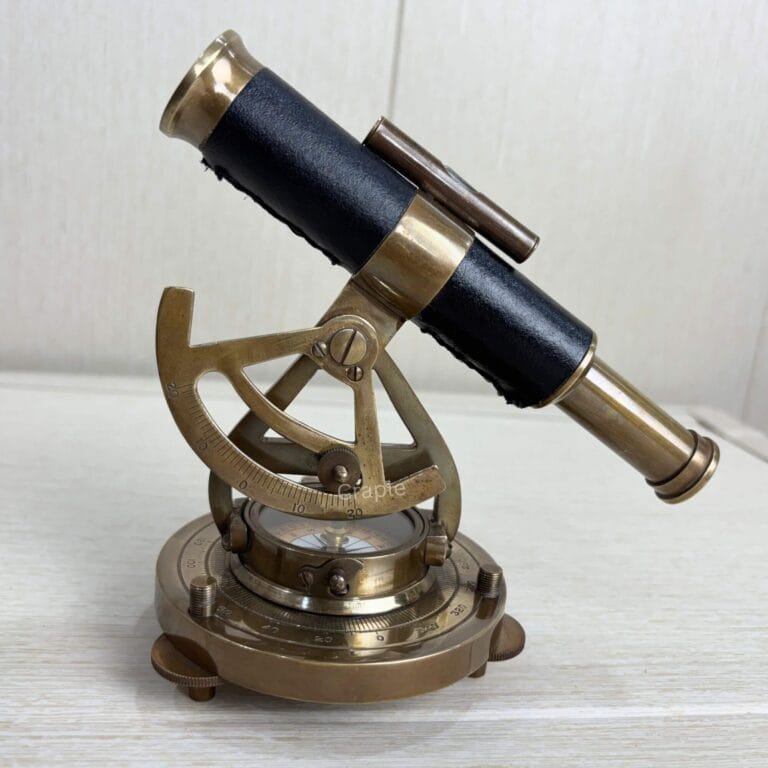 Handmade Antique Brass Black Leather Alidade 5