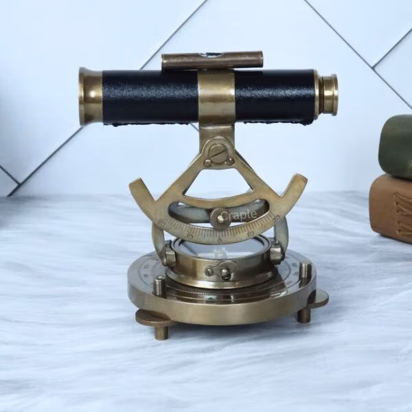 Handmade Antique Brass Telescope with Functional Compass & Level | Nautical Decor & Gift - Image 6