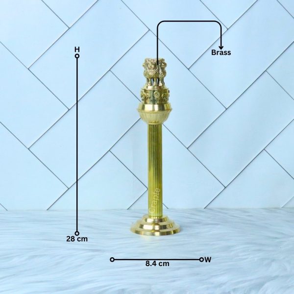 Stately Tall Brass Ashoka Pillar | National Emblem Replica, Fluted Column | Office Decor & Patriotic Gift - Image 7