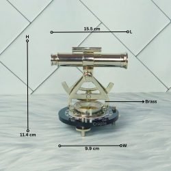 Silver Finish Desk Decor Handmade Nautical Alidade Telescope with Compass - Image 7