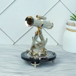 Silver Finish Desk Decor Handmade Nautical Alidade Telescope with Compass - Image 5