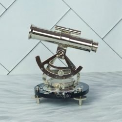 Silver Finish Desk Decor Handmade Nautical Alidade Telescope with Compass - Image 4