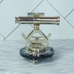 Silver Finish Desk Decor Handmade Nautical Alidade Telescope with Compass - Image 2