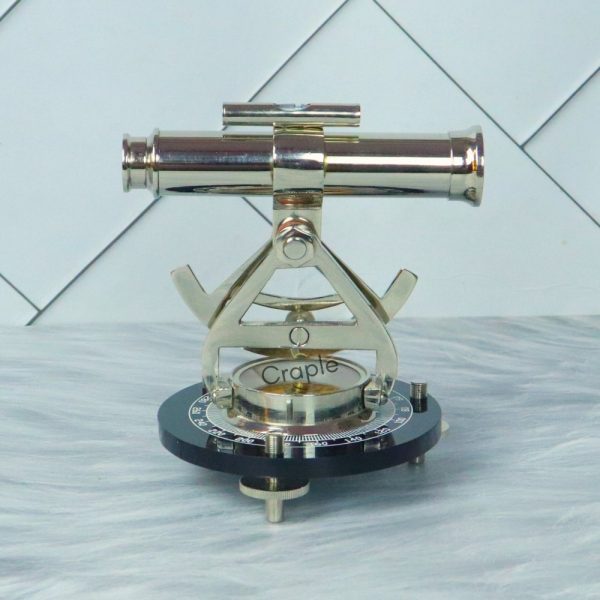 Silver Finish Desk Decor Handmade Nautical Alidade Telescope with Compass - Image 2