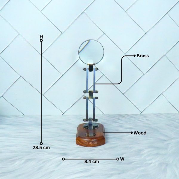 Black Folding Desk Magnifier | Brass & Wood, Adjustable Arm, Vintage Style | Reading & Hobby Aid - Image 6