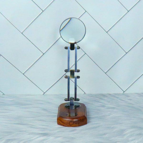 Black Folding Desk Magnifier | Brass & Wood, Adjustable Arm, Vintage Style | Reading & Hobby Aid - Image 5