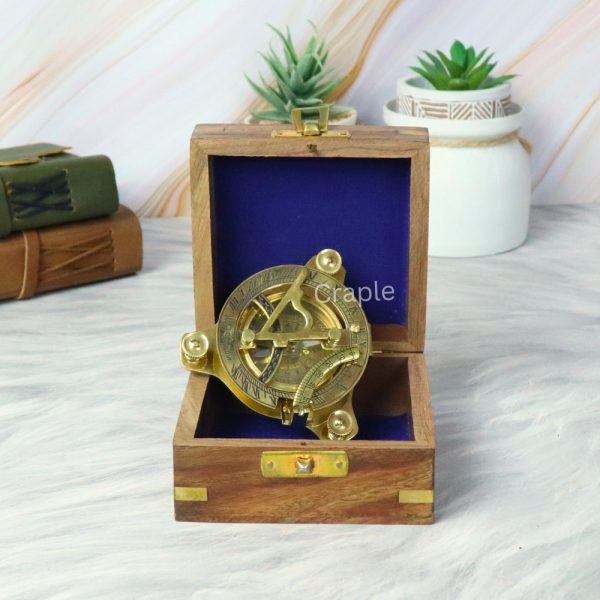 Nautical Vintage Style West London Sundial Compass With Wooden Box - Image 6