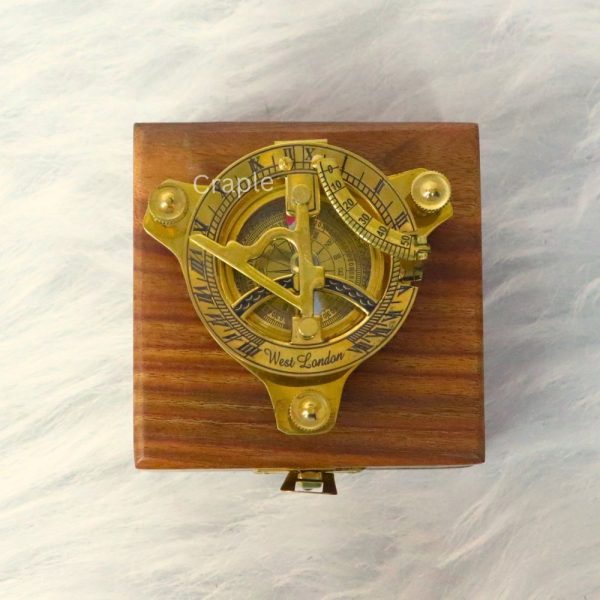 Nautical Vintage Style West London Sundial Compass With Wooden Box - Image 5