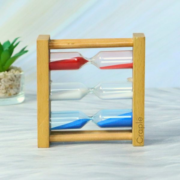 Rare Find Very Unique Wood Handmade White, Red and Blue Sand Color Small Size Sand Timer - Image 4