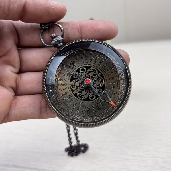 Engraved "To My Son" Black Antique Brass Pocket Compass | Ornate Dial, Detachable Chain | Gift from Mom - Image 6