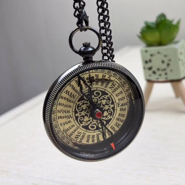 Engraved "To My Son" Black Antique Brass Pocket Compass | Ornate Dial, Detachable Chain | Gift from Mom - Image 5