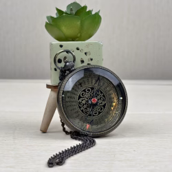 Engraved "To My Son" Black Antique Brass Pocket Compass | Ornate Dial, Detachable Chain | Gift from Mom