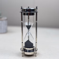 3-in-1 Nickel Finish Brass Hourglass Timer Clock Compass Desk Decor Gift - Image 2