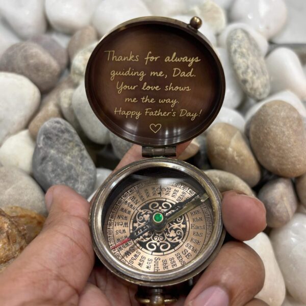 Personalized Engraved Brass Compass with Leather Pouch – Custom Gift for Dad, Husband, Anniversary - Image 8