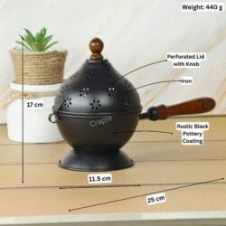 Image of the iron Loban Dani with dimensions: 17 cm height, 25 cm total length, and 440g weight.