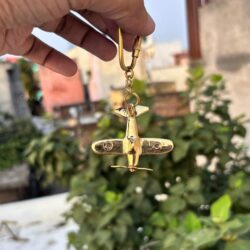 Handmade Brass Airplane Keychain with Spinning Propeller - Image 6