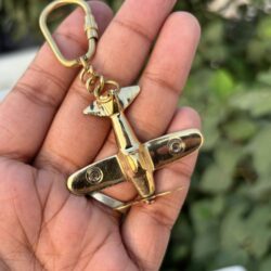 Handmade Brass Airplane Keychain with Spinning Propeller - Image 4