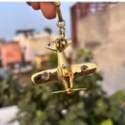 Handmade Brass Airplane Keychain with Spinning Propeller - Image 5