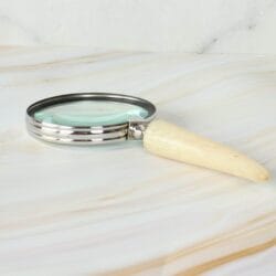 Horn Style Handle Magnifier | Nickel Finish Brass, Clear Lens | Rustic Modern Reading Aid & Gift - Image 3