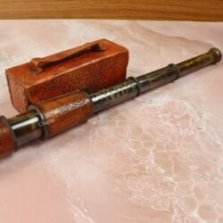 15.4" Etched Chessmaker 6th Century Telescope | Leather Wrapped, Black Antique Brass | Historical Decor & Collectible Gift - Image 3